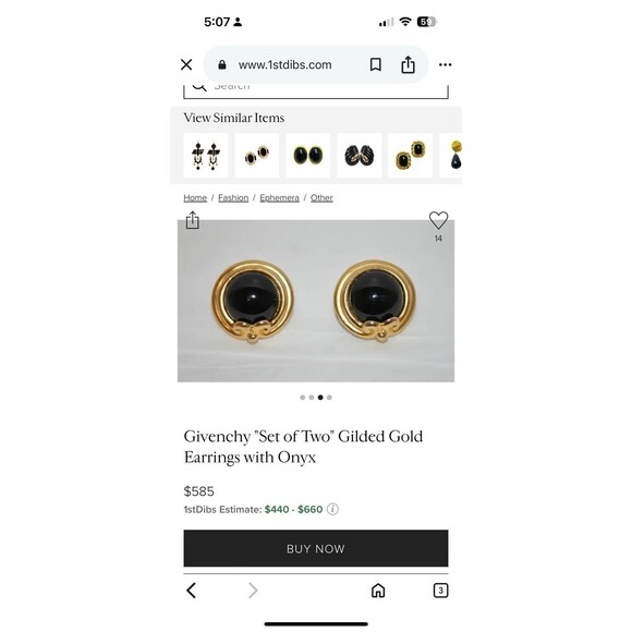 Vintage Unsigned Givenchy Gold Tone Clip On Earrings - Picture 6 of 6